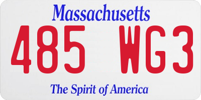 MA license plate 485WG3