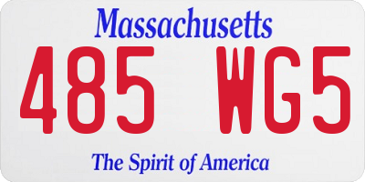 MA license plate 485WG5