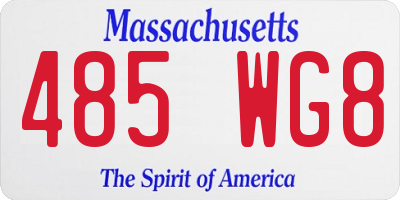 MA license plate 485WG8