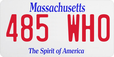 MA license plate 485WH0