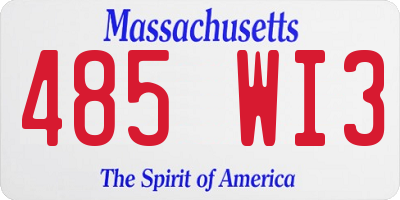 MA license plate 485WI3