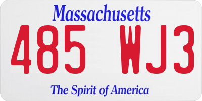 MA license plate 485WJ3