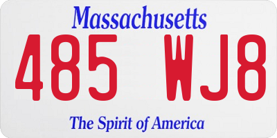 MA license plate 485WJ8