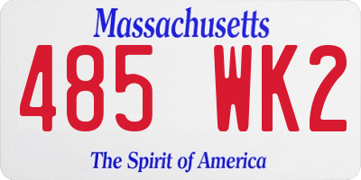 MA license plate 485WK2
