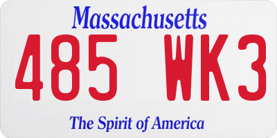 MA license plate 485WK3