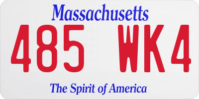 MA license plate 485WK4