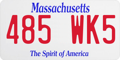 MA license plate 485WK5
