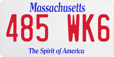 MA license plate 485WK6