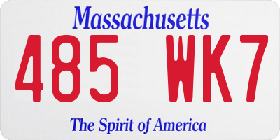 MA license plate 485WK7