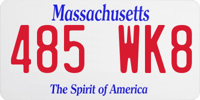 MA license plate 485WK8