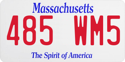 MA license plate 485WM5