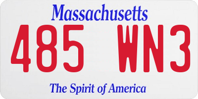 MA license plate 485WN3