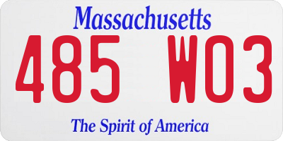 MA license plate 485WO3