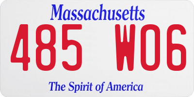 MA license plate 485WO6