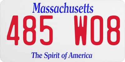 MA license plate 485WO8