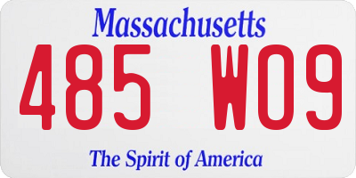 MA license plate 485WO9