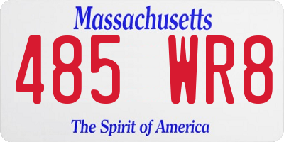 MA license plate 485WR8