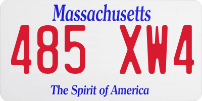 MA license plate 485XW4