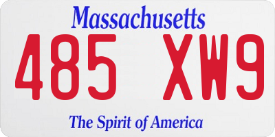 MA license plate 485XW9