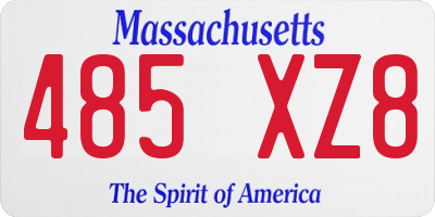 MA license plate 485XZ8