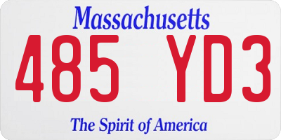 MA license plate 485YD3
