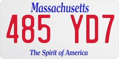 MA license plate 485YD7