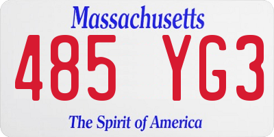 MA license plate 485YG3