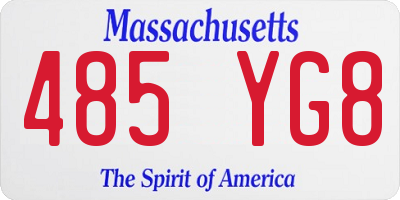 MA license plate 485YG8