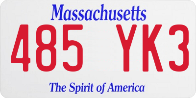 MA license plate 485YK3