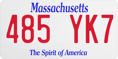 MA license plate 485YK7