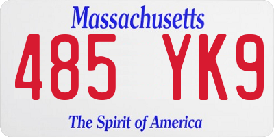 MA license plate 485YK9