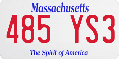 MA license plate 485YS3