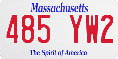 MA license plate 485YW2