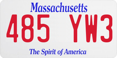 MA license plate 485YW3