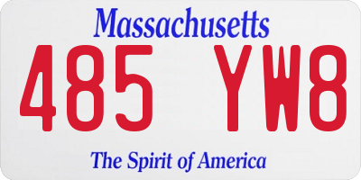 MA license plate 485YW8