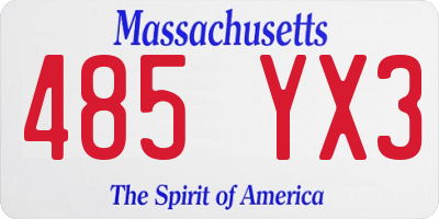 MA license plate 485YX3