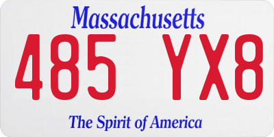 MA license plate 485YX8