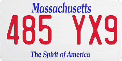 MA license plate 485YX9