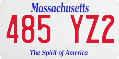 MA license plate 485YZ2