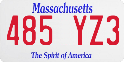 MA license plate 485YZ3