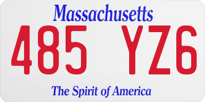 MA license plate 485YZ6