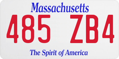MA license plate 485ZB4