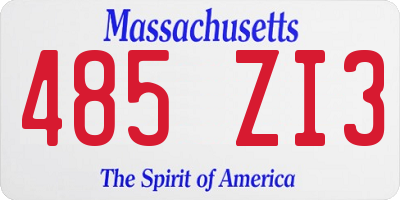 MA license plate 485ZI3