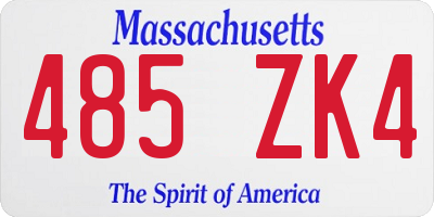 MA license plate 485ZK4