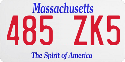 MA license plate 485ZK5