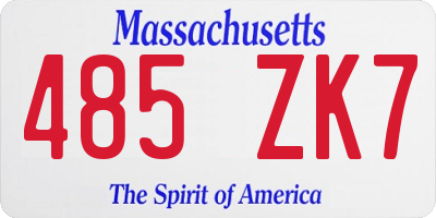 MA license plate 485ZK7
