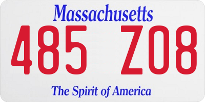 MA license plate 485ZO8