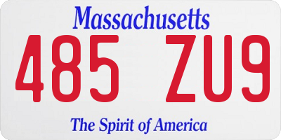 MA license plate 485ZU9