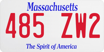 MA license plate 485ZW2