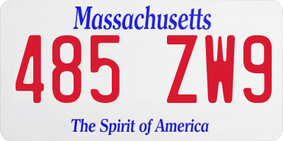 MA license plate 485ZW9